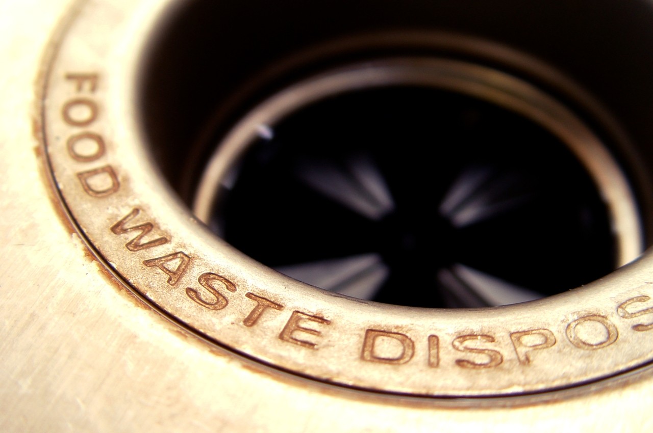 A garbage disposal close-up